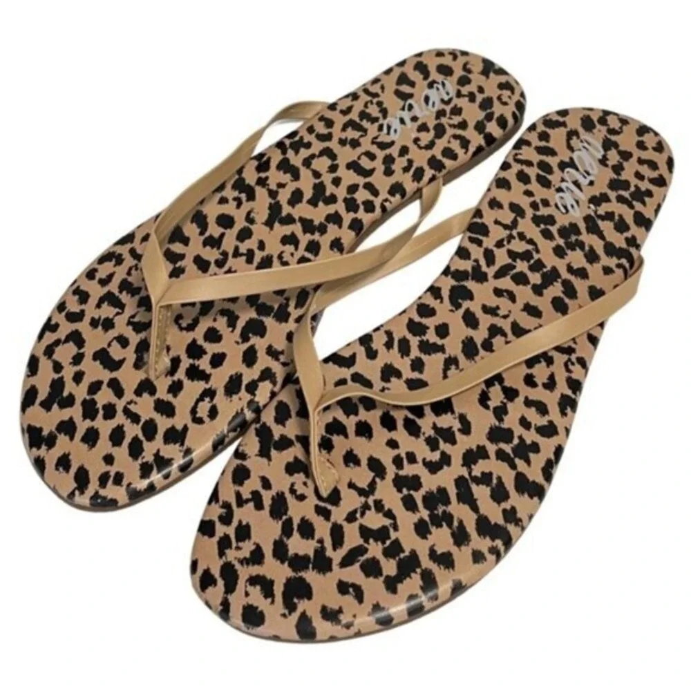 Aerie Cheetah Animal Print Flip Flop Sandals Size 9 Vacation Travel Beach Resort - Picture 2 of 7
